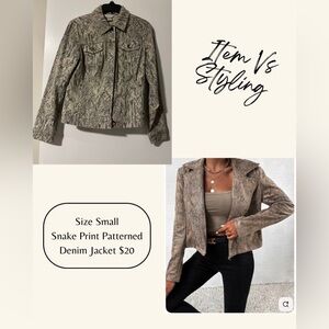 Christopher & Banks Snake Print Denim Jacket - Women’s Size Small
